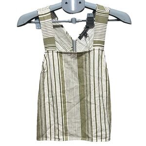 Laurel Grey Striped Sleeveless Tank Top w/ Criss Cross Back